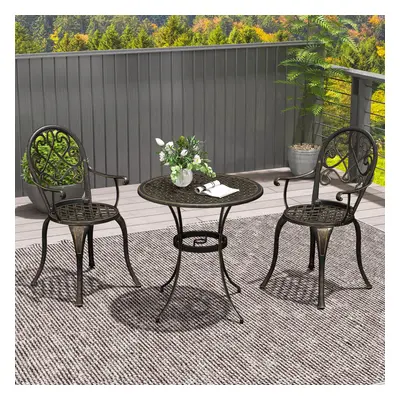 Outsunny 3PCs Bistro Set, Aluminium Garden Table and Chairs Bronze Tone