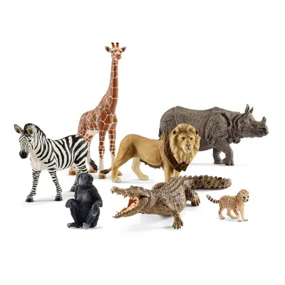 Schleich Animals Wild Life Safari Animals Figures 7-Piece Animal Figurines Set with Lion Giraffe