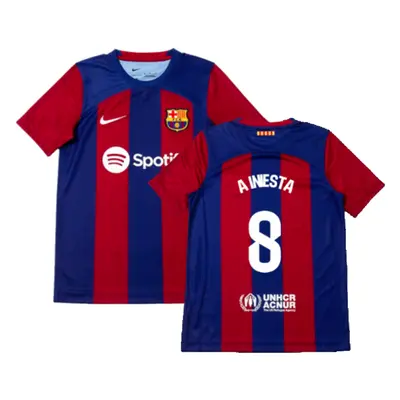 (XLB) Barcelona Home Shirt (Kids) (A Iniesta 8)