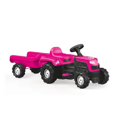 Dolu Unicorn Kids Tractor and Trailer Ride-On Pedal Girls - Pink