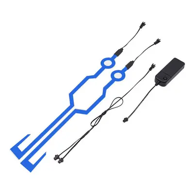 (Blue) 2PCS Waterproof Cycling Helmet Light Riding Signal EL Strip Flashing LED Durable Kit Bar 