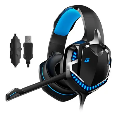 Gaming Headset USB Jack 7.1 Channel 40mm Sound Unit LED Light Lightweight Gaming Headphone with 