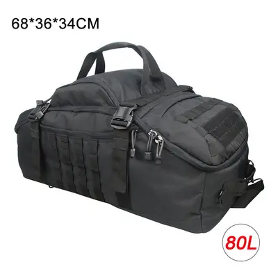 (80L Black) Men Army Sport Gym Bag Military Tactical Waterproof Backpack Molle Camping Backpacks