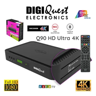 Tivusat Digiquest Q90 Ultra 4K USB PVR Italian Decoder + ACTIVATED card