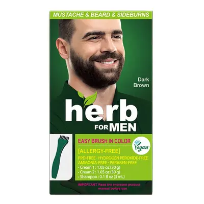 Herb For Men, PPD & Ammonia Free Mustache & Beard Dye, Vegan Natural Ingredients, Odorless, No M