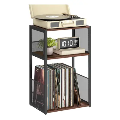 VASAGLE Record Player Stand 3-Tier Side Table Vinyl Record Storage up to Albums End Table for Li