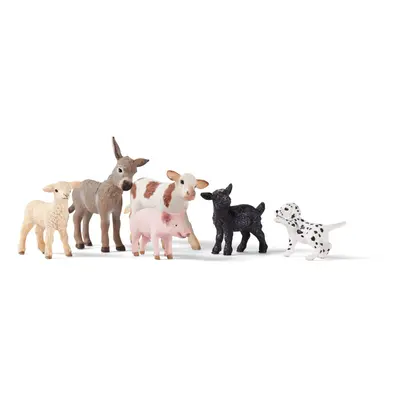 Schleich Farm World 6Piece Baby Farm Animal Toy Gift Set Including Donkey Foal Lamb Calf Dalmati