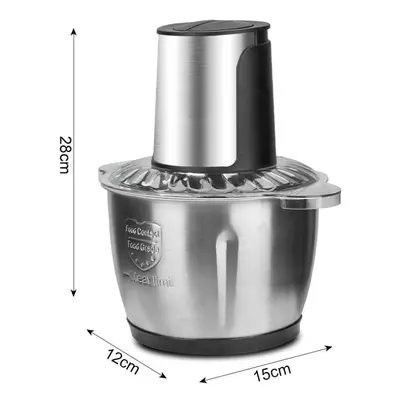 2 Speeds Electric Chopper Stainless Steel Meat Grinder Household Food Processor Kitchen Garlic V