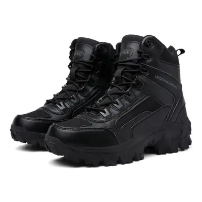 (black, 43) Tuinanle Men&apos;s Winter Thickness Shoes Lace Up High Top Boots Fashion Motorcycle