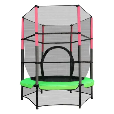 (GREEN) NEW Mini Trampoline | 4.5FT 55" with Safety Net Enclosure | Indoor Outdoor Children's Ac