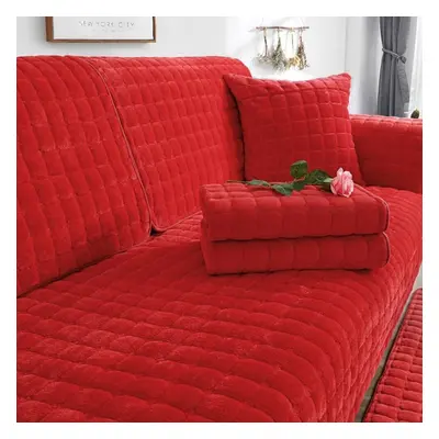 (red, 90*210cm) Non-slip Soft Plush Sofa Cover Sofa Cushion Universal Sofe Covers Four Seasons W