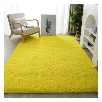 (yellow, 140X200cm) Solid Plush Carpets For Living Room Long Piles Furry Carpets Bedroom Home De