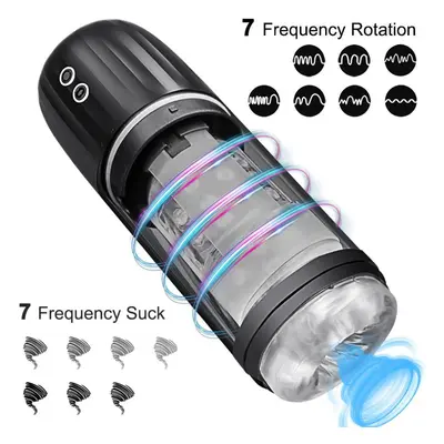 (black) Automatic Sucking Rotating Male Masturbation Cup Vagina Suction Masturbator Sex Toys For