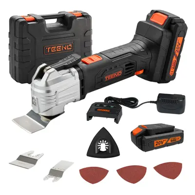 (Two Batteries ) TEENO Cordless Oscillating Multi-Tool,with 20V 2Ah Lithium-Ion,5000-18000 RPM,6