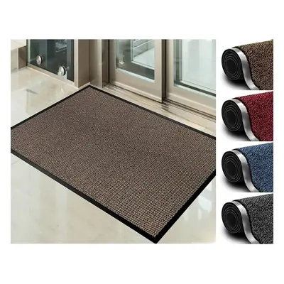 (90x200 cm, Brown) Dirt Trapper Mat, Rubber Door Mat Indoor Non Slip Mat