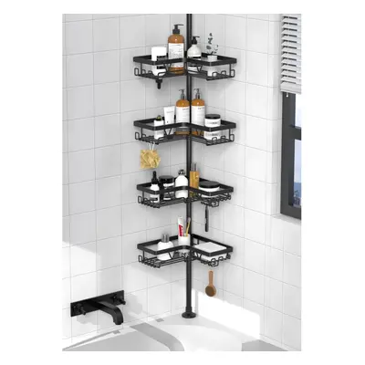 Kegii Telescopic Shower Caddy Corner Shower Shelf Bathroom Corner Storage Black