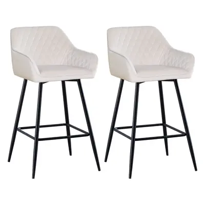 (beige(velvet), 2pcs) AINPECCA Bar stools Set of 2 Breakfast Chairs