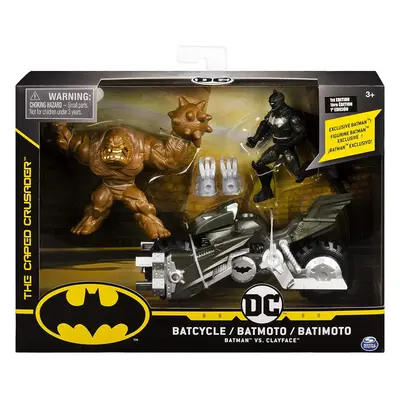 BATMAN, Batcycle Vehicle with Exclusive BATMAN and CLAYFACE 4-Inch Action Figures