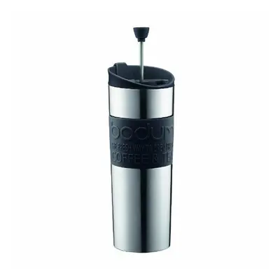 Bodum Insulated Stainless-Steel Travel French Press Coffee And Tea Mug, 0.45-Liter, 15-Ounce, Bl