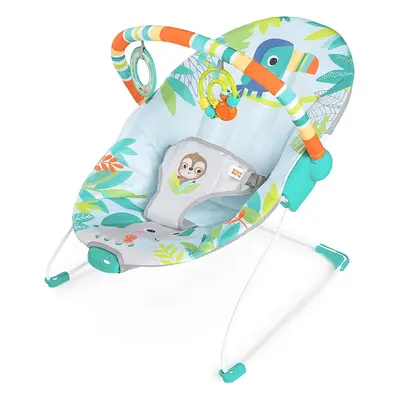 Bright Starts, Rainforest Vibes Vibrating Bouncer, Includes Toys and Removable Toy Bar