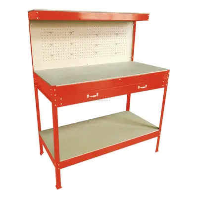 (Red) SwitZer Steel Garage Tool Box Work Bench Storage Pegboard Shelf DIY Workshop