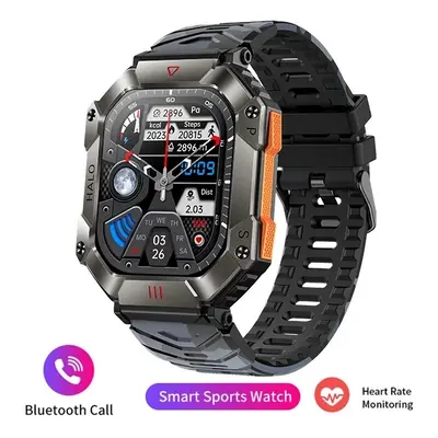 (Black camouflage) New 2.0 inch Rugged Military Smart Watch Adult For Android IOS Ftiness Watche