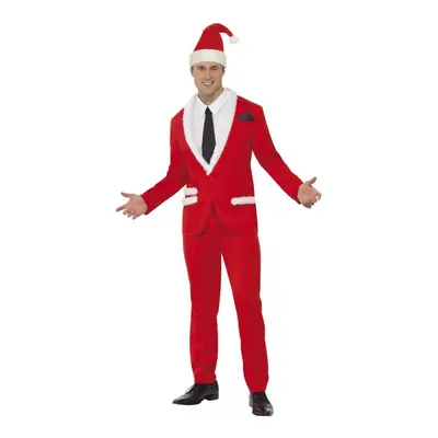 (M, Red/White) Smiffys Mens Santa Cool Costume Set