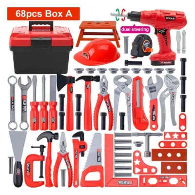 (68pcs) Children&apos;s Tool Set With Electric Toy Drill Kids Power Construction Toy Pretend Pla