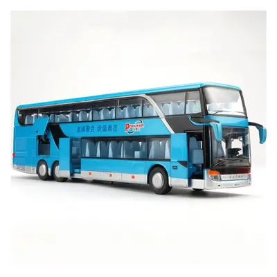 Doubles-decker Bus Vehicles Children's Toy Alloy Car Diecast Model 1:50 Sound and Light Pull Bac