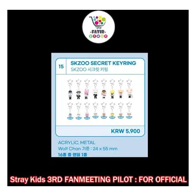 (Random 5EA) Jyp Shop Stray Kids 3rd Fanmeeting Pilot Skzoo Secret Keyring