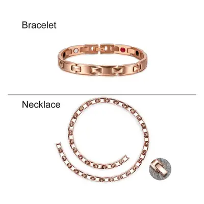 (rose gold) Ikuinen Rose Gold-color Jewelry Sets For Women Men Chain Choker Germanium Steel Magn