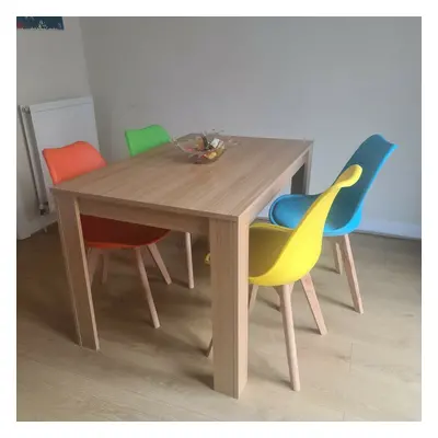 Kosy Koala Modern Wooden Oak Effect Dining Table With Colourful Tulip Chairs