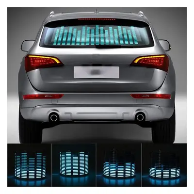 (baby blue, 90*25cm) Car Rear Window Sticker Led Sound Activated Equalizer Car Neon El Light Mus