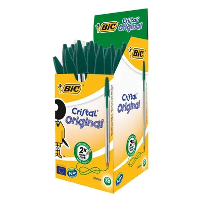 BIC Cristal Original Ballpoint Pens Medium Point (1.0 mm) â Green, Box of