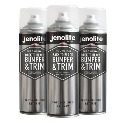 (3) JENOLITE Back To Black Bumper & Trim Aerosol - (Restores & Protects Bumpers, Trim and Rubber