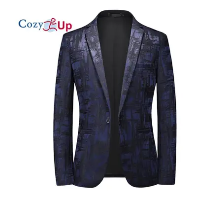 (navy, 3XL) Cozy Up Men&apos;s Floral Party Dress Suit Stylish Dinner Jacket Wedding Blazer Prom