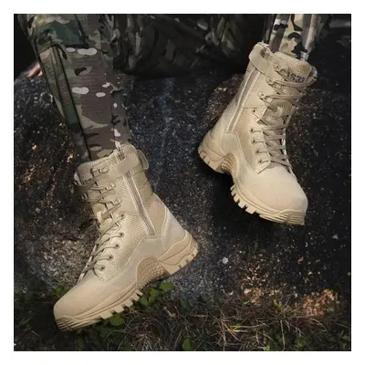 (khaki, EU: 39) Men&apos;s Waterproof Hiking Boots Lightweight Militarytactical Boots Durable Co