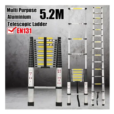 5.2m Aluminum Alloy Ladder Climb Telescopic Extendable Step Ladder