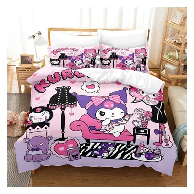 (5, Single(135x200cm)) Kuromi cartoon printing bed three-piece four-piece set single double king