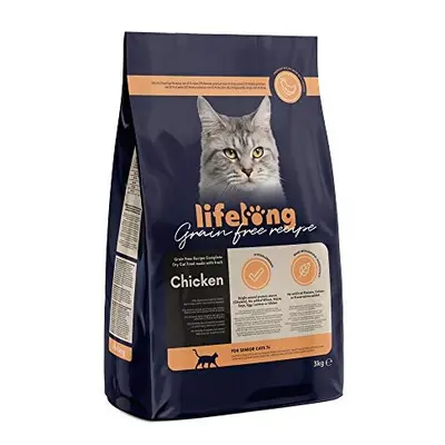 Amazon Brand - Lifelong - Grainfree Recipe Dry Cat Food (Senior) with Fresh Chicken - 3kg