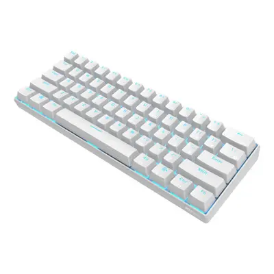 (White, Blue Switch) Mechanical Keyboard Bluetooth Wired Dual Mode 60% Golden / Ice Blue Backlit