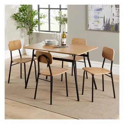 Home Source Harlow Oak Effect Table and Chair Dining Set