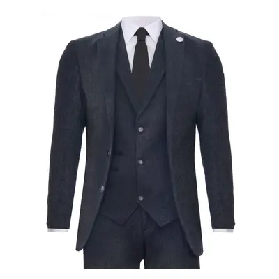 (42) Men's Piece Charcoal Grey Herringbone Tweed Suit