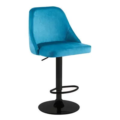 (Blue + Black Base) x Velvet Swivel Breakfast Bar Kitchen Island Stools Chair With Gas Lift In C