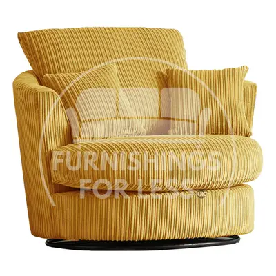 (Mustard, Swivel Chair) Luxor Scatter Back Colourful Cord Sofa Range