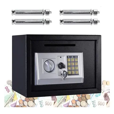 (Black, 16L(250*350*250 With a Slot)) 4.6L/8.5L/16L Digital Steel Safes Security Box Office Cash