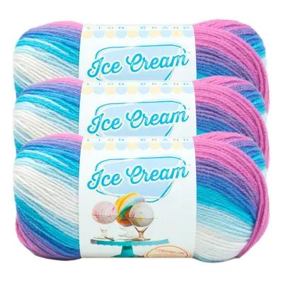 3 Pack Lion Brand Yarn Ice Cream Baby Yarn Moon Mist