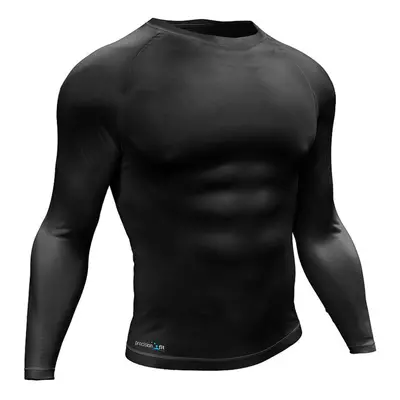 L - BLACK Adult Long Sleeve Baselayer Compression Shirt Unisex Training Gym Top