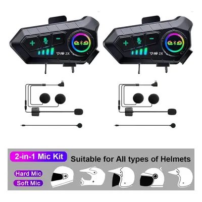 (2 set) 2pcs Universal Motorcycle Intercom/headset For Riders Helmet Intercommuni 300m 2000mah B