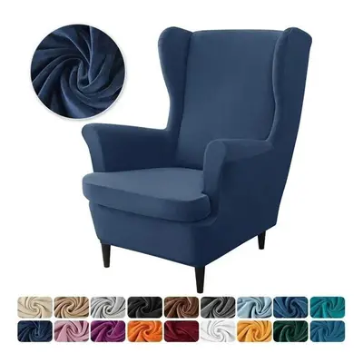 (as the picture) Velvet Wing Chair Cover Stretch All-inclusive Armchair Slipcover With Seat Cush